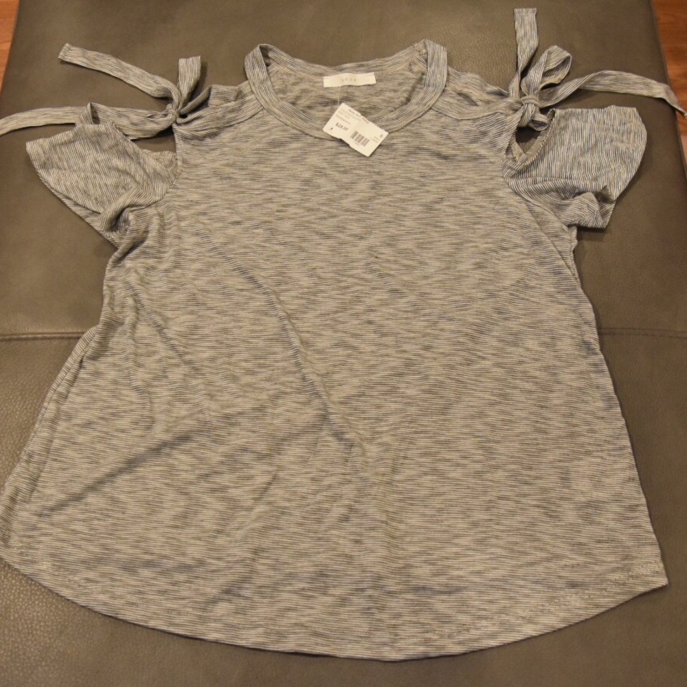 NWT Lush Striped Cold Shoulder Knit Top, Size S